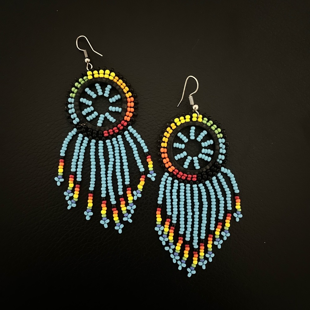 Colorful Beaded Dangle Earrings